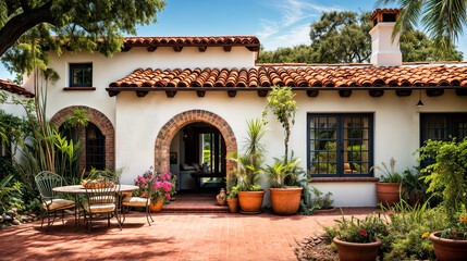Obraz premium Front view of a mediterranean house for vacation