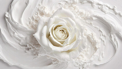 Białe tło, kremowa biała róża