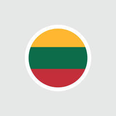 Flag of Lithuania. Horizontal tricolor: yellow, green, red. Symbol of the Republic of Lithuania. Isolated vector illustration.