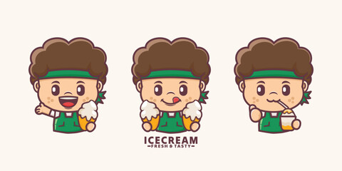 cute man cartoon mascot with ice cream