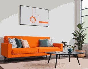 Orange sofa from Central Perk, soft settee for home