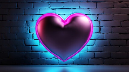 A heart with a blue heart on the wall