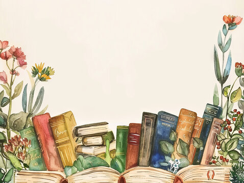 Literature Background on white with copy space