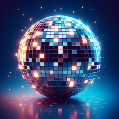 disco ball with disco lights  light, nightclub, discoball, reflection, bright, disco ball, shiny, night, glass, shine, decoration,Ai generated 