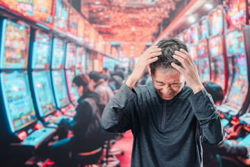 パチンコ店にいるシニアの男性