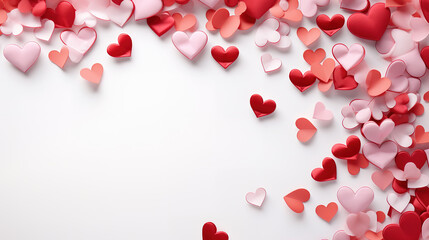 Valentines Day, Frame made of rose flowers, gifts, candles, confetti