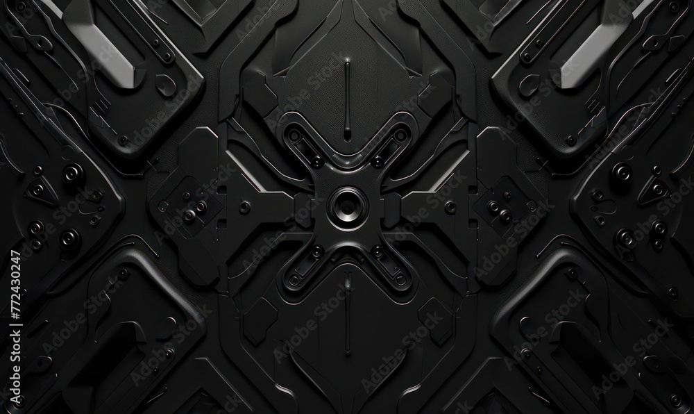 Poster abstract black background with solid twxture and robotic or gaming vibe