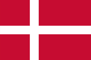 Fototapeta premium Flag of Denmark (Dannebrog). White cross on a red background. Symbol of the Kingdom of Denmark. Isolated vector illustration.