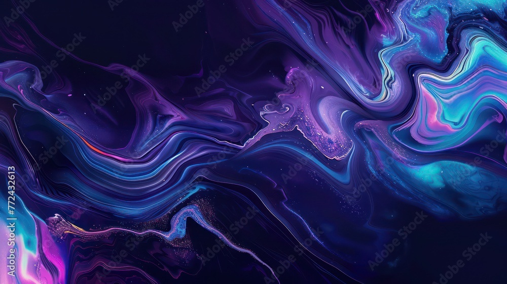 Poster a mesmerizing pattern created with fluid art technique, displaying an interplay of vibrant, swirling