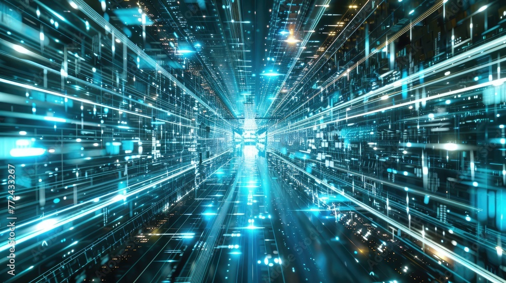 Poster speed data transfer. data transfer acceleration technologies, showing accelerated data transfer tech