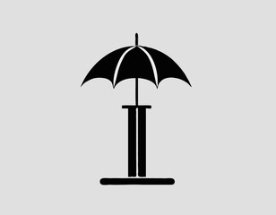 Umbrella Stand Black and White Square Icon
