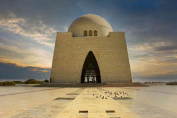 Sunsets Warm Glow at the Mausoleum of MazareQuaid, Karachi, Pakistan.