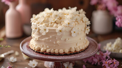 withe buttercream cake with flowers