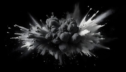 Black Charcoal Powder Dust Paint White Explosion E - obrazy, fototapety, plakaty