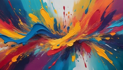 vibrant abstract acrylic paint strokes expressiv upscaled 4 1 - obrazy, fototapety, plakaty