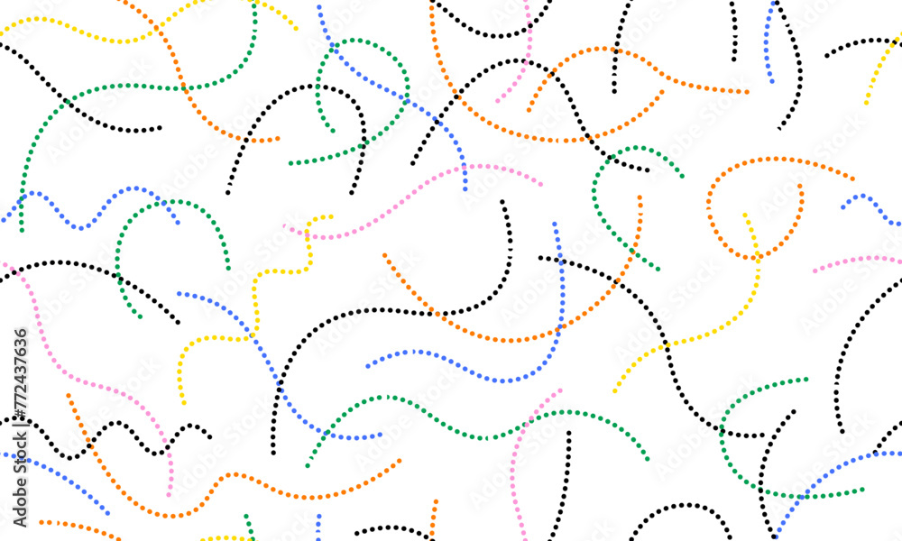 Poster colorful line doodle seamless pattern. simple childish hand drawn seamless pattern. random colorful 