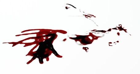 3d render of blood stain, splatter or spatter for crime scene or violence concept - obrazy, fototapety, plakaty