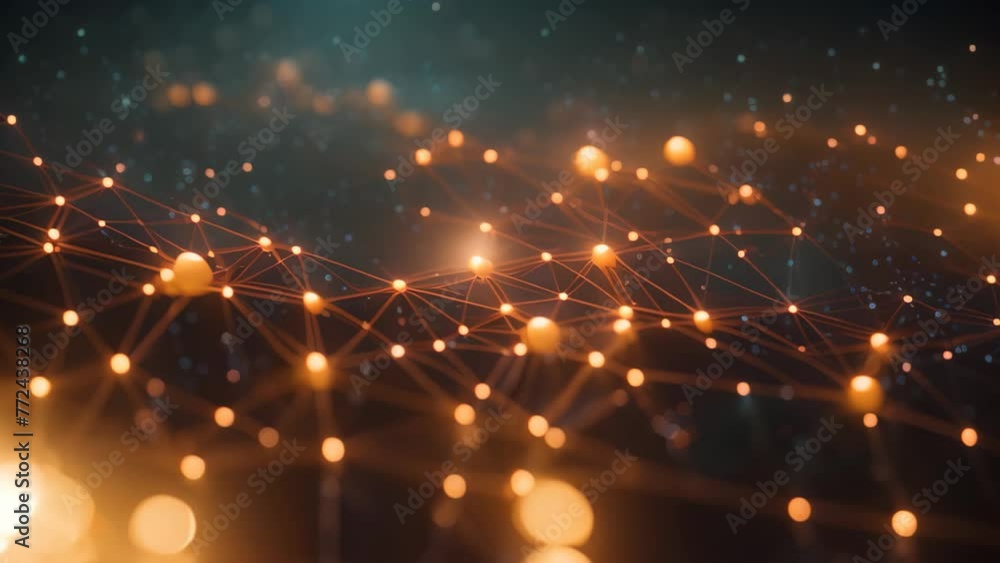 Poster Abstract connection structure with dots and lines. Technology background. 3D rendering, AI Generated