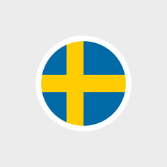 Flag of Sweden. Yellow cross on a blue background. Symbol of the Kingdom of Sweden. Isolated vector illustration.
