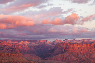 Fototapeta na wymiar Zion National Park Mountains at Sunset with Storm Clouds