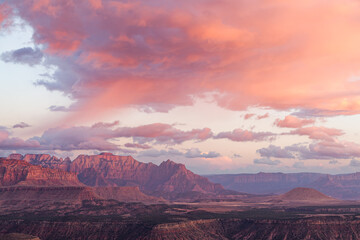 Zion National Park Mountains at Sunset with Storm Clouds