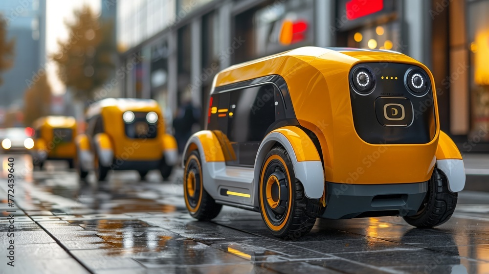 Poster autonomous delivery robots navigating a wet urban street