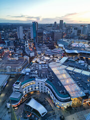 Aerial View of City Centre Buildings of Birmingham Central City of England United Kingdom During...