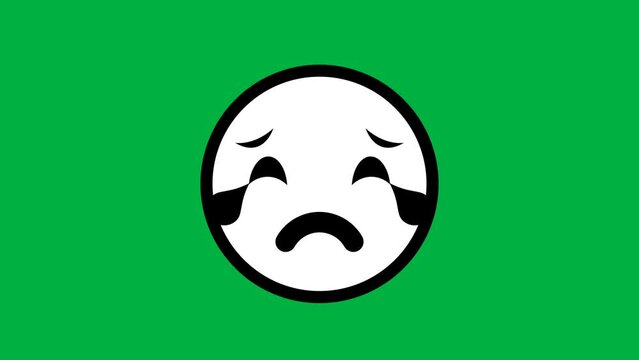 Eye with tear drop emoji animation on green screen. Crying sad emoji icon