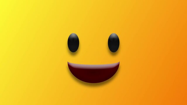Full screen laughing emoji animation on gradient colour background. Smiling emoji face background.