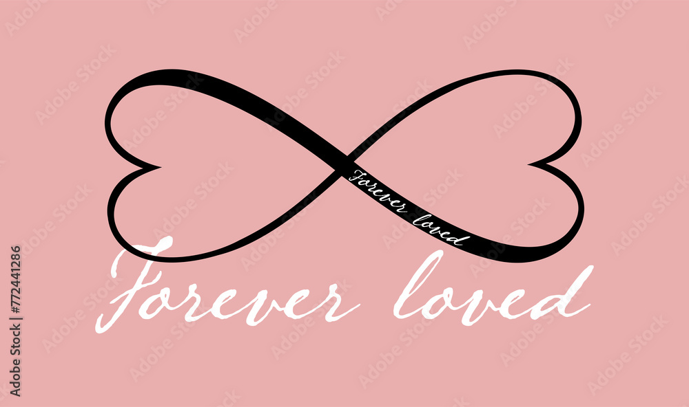 Wall mural infinity forever loved love symbol heart shaped sign silhouette.eternal,limitless emblem.cycle,endle