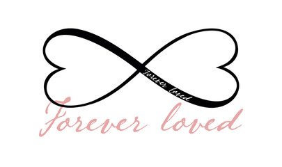 Infinity forever loved love symbol heart shaped sign silhouette.Eternal,limitless emblem.Cycle,endless,life concept.Logo icon.Tattoo.Valentine's day.Wedding ring.Vinyl wall sticker decal.DIY cut.eps