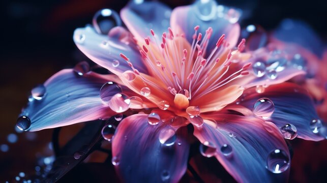 Beautiful lotus flower with water drops on it, close-up