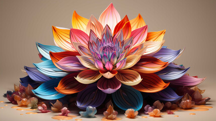 Illustratation 3d ,best rendered , flower lotus , yoga symbols , rainbow colorfull , --ar 16:9 --stylize 750 --v 5.2 Job ID: 417f260f-f0fd-4cb0-a8ce-4b45df9bd10a