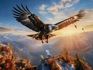 Big eagle in flight on air
