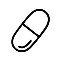 Hand drawn doodle style drug capsule line icon.