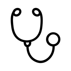 Hand drawn doodle style stethoscope line icon.