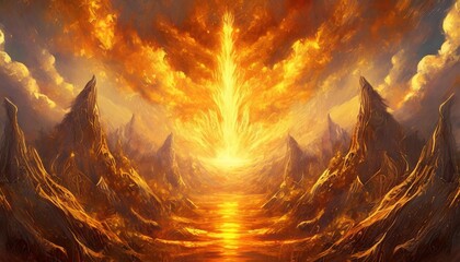 religious concept of fiery hell flaming background of demonic evil