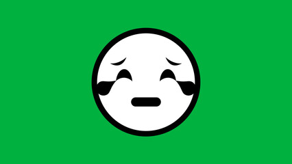 Fototapeta premium sad and unhappy emoji expression isolated on green background.