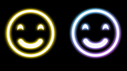 very happy emoji isolated on black background. cute animation of smiling emoji.