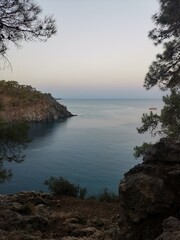Bay in the Mediterranean sea evening view from the cliff