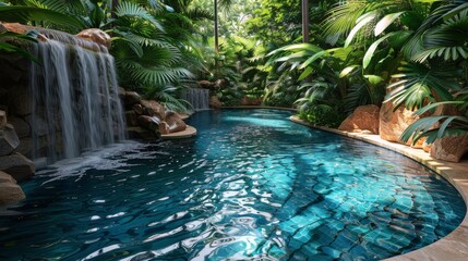 Pool With Central Waterfall