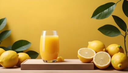 Background Lemon Podium Product Fruit Platform Cos