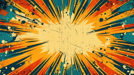 comic book page background with radial image and use it as your wallpaper, poster and banner design,Set of vintage retro comics cartoon book cover sunburst boom explosion boom. Can be used for graphic