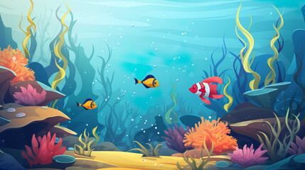 Fototapeta na wymiar wallpaper design background , Aquarium with clear water, full colorful fish , Generate AI