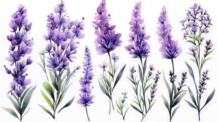 Beautiful Lavender Floral Arrangement with Purple Blooms and Verdant Stems - obrazy, fototapety, plakaty