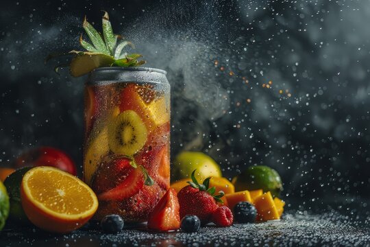 Fruit Explosion: Colorful Juice Splash with Fresh Fruits