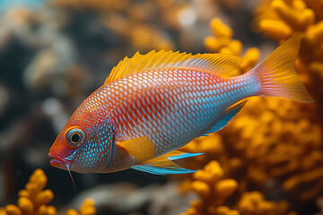 Vivid Tropical Fish Embodies Underwater Beauty in Coral Reef Ecosystem