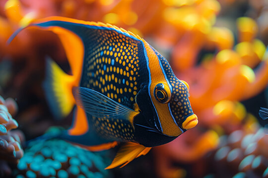 Stunning Close-up of Vibrant Clown Triggerfish Swimming in Coral Reef Ecosystem