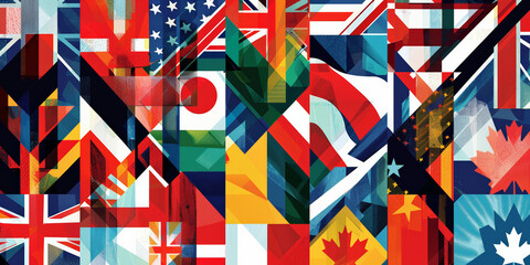 Intricate Tapestry of International Flags Merged in Geometric Abstraction - 772449211