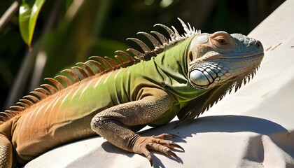 An Iguana Blending With Sunlight Patches  2 - obrazy, fototapety, plakaty